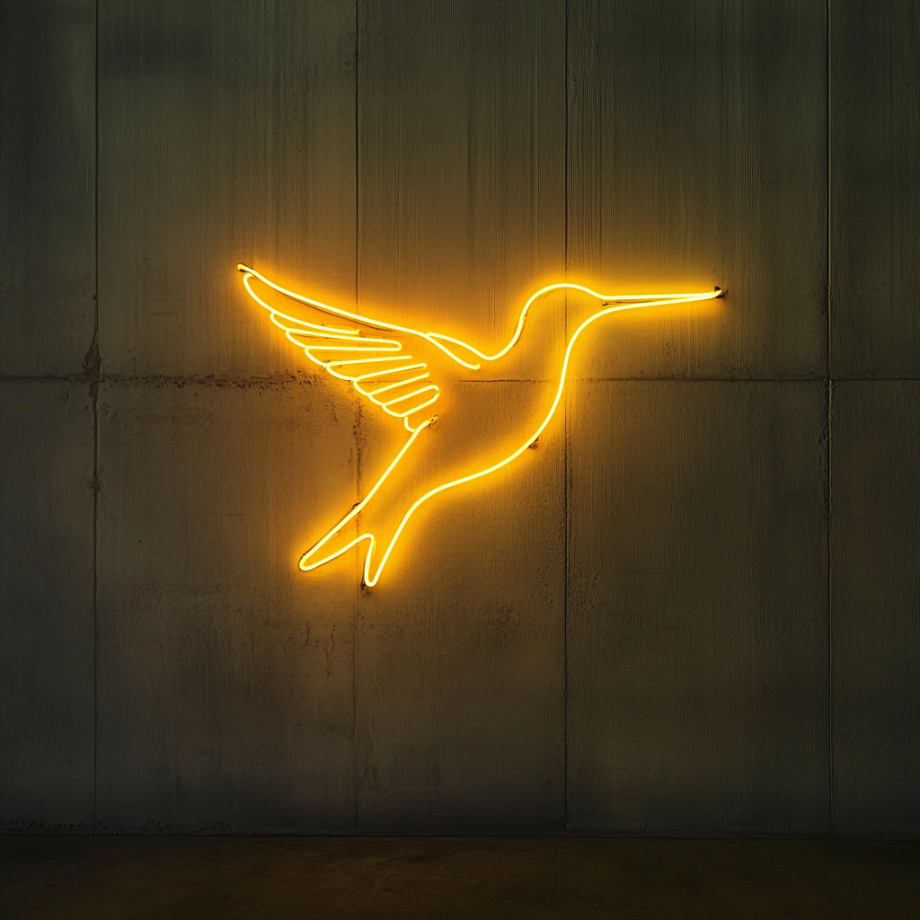 Hummingbird - Yellow Neon Sign, 18 Inches
