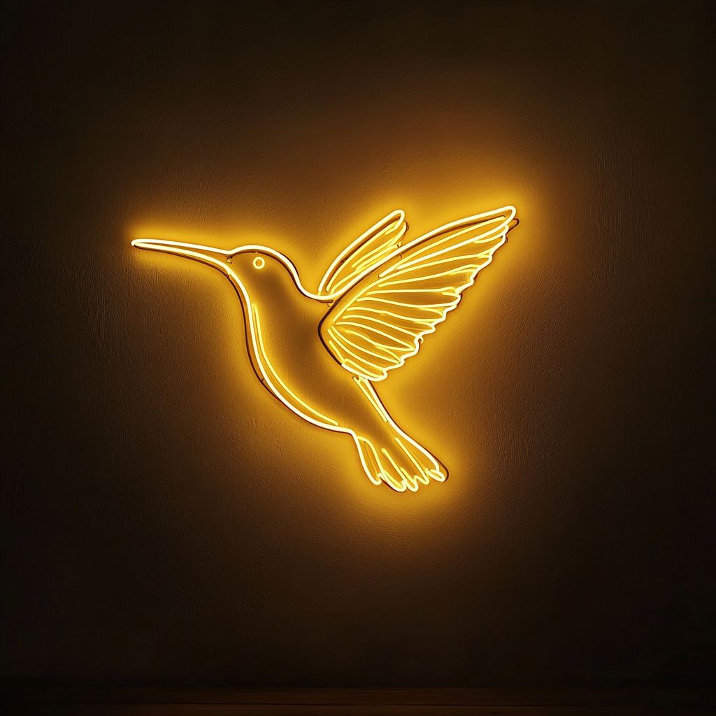 Hummingbird - Yellow Neon Sign, 18 Inches