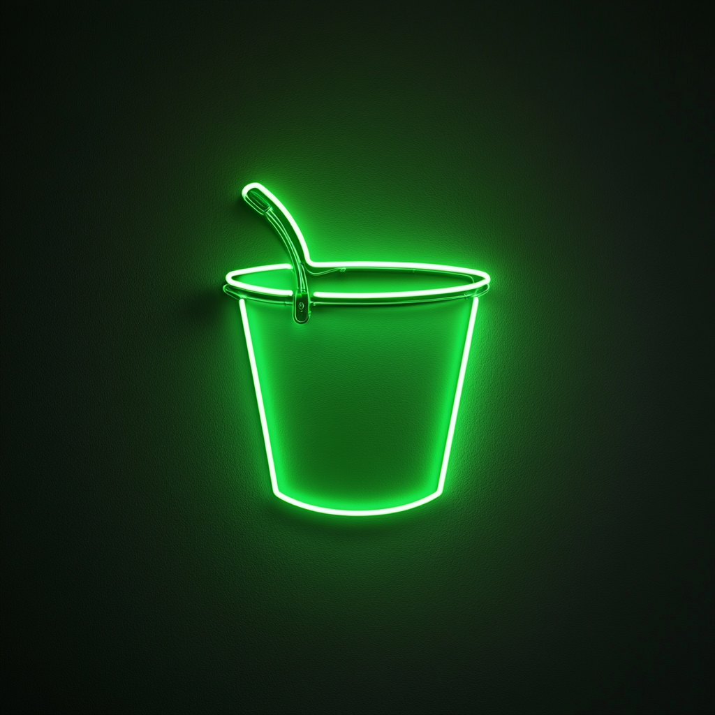 Ice Bucket - Green Neon Sign, 18 Inches