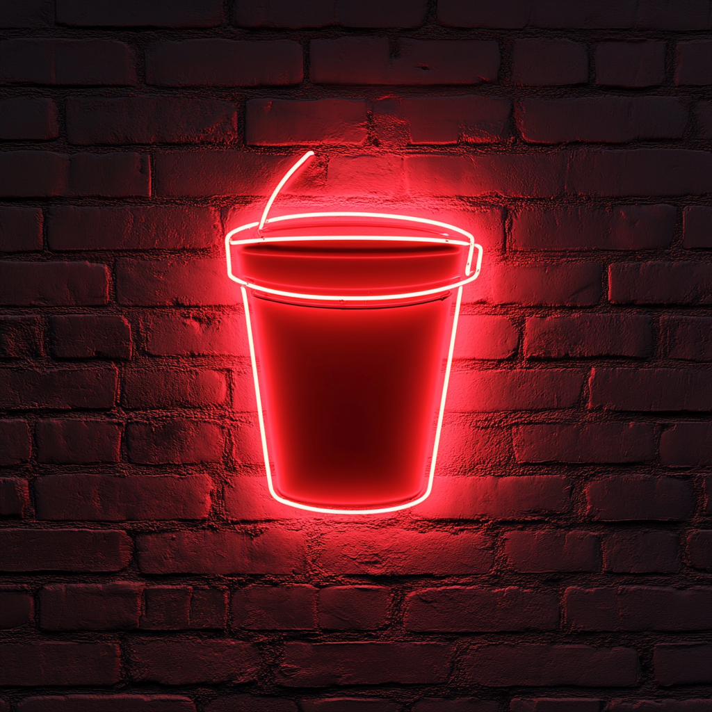 Ice Bucket - Red Neon Sign, 24 Inches