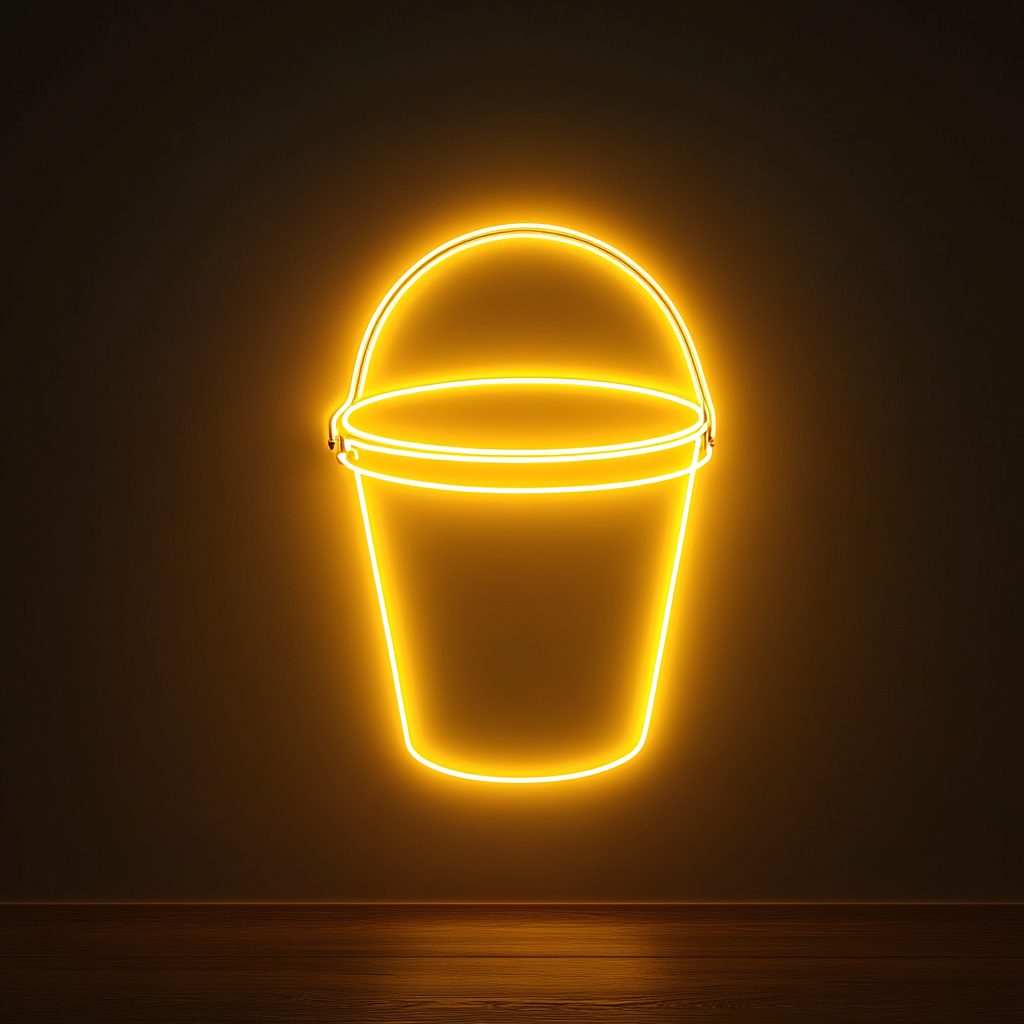 Ice Bucket - Yellow Neon Sign, 24 Inches