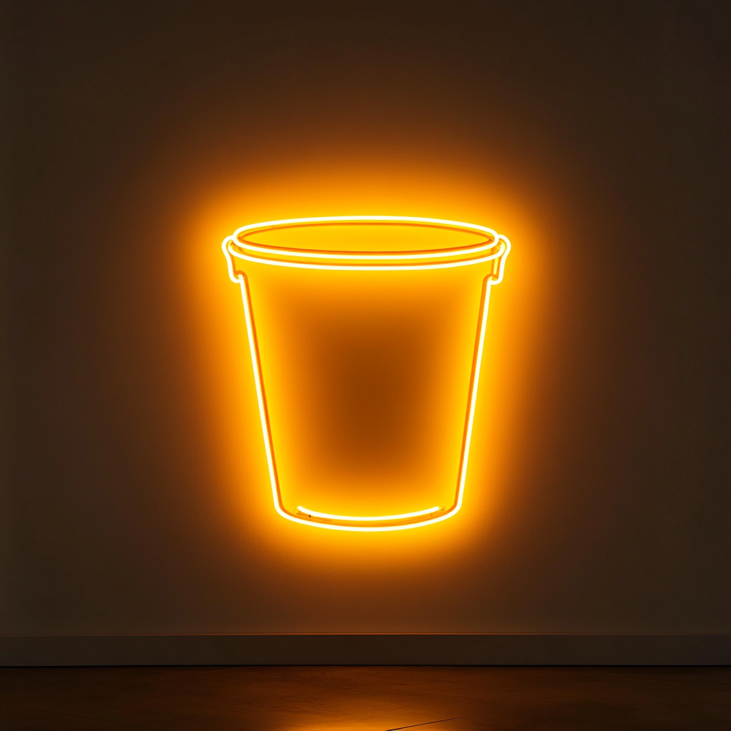 Ice Bucket - Yellow Neon Sign, 18 Inches