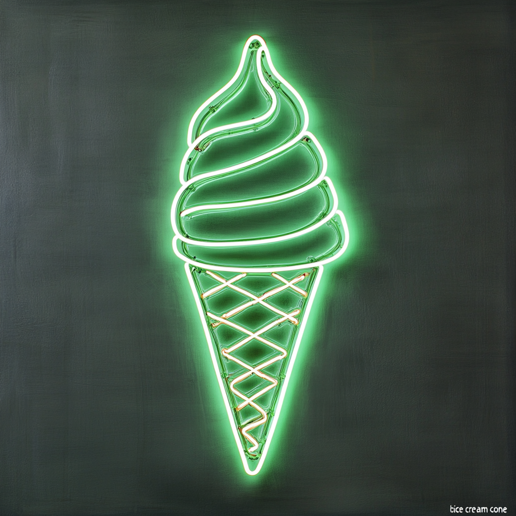 Ice Cream - Green Neon Sign, 18 Inches