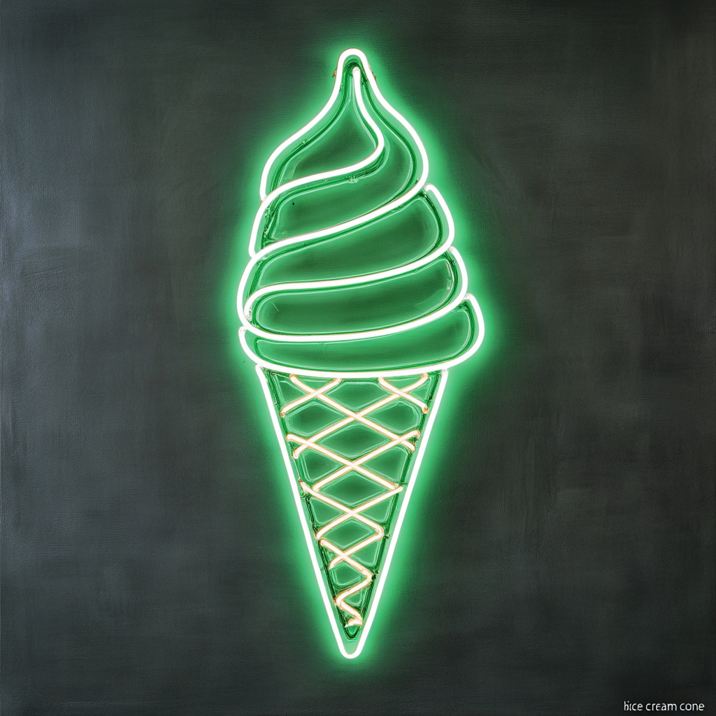 Ice Cream - Green Neon Sign, 18 Inches