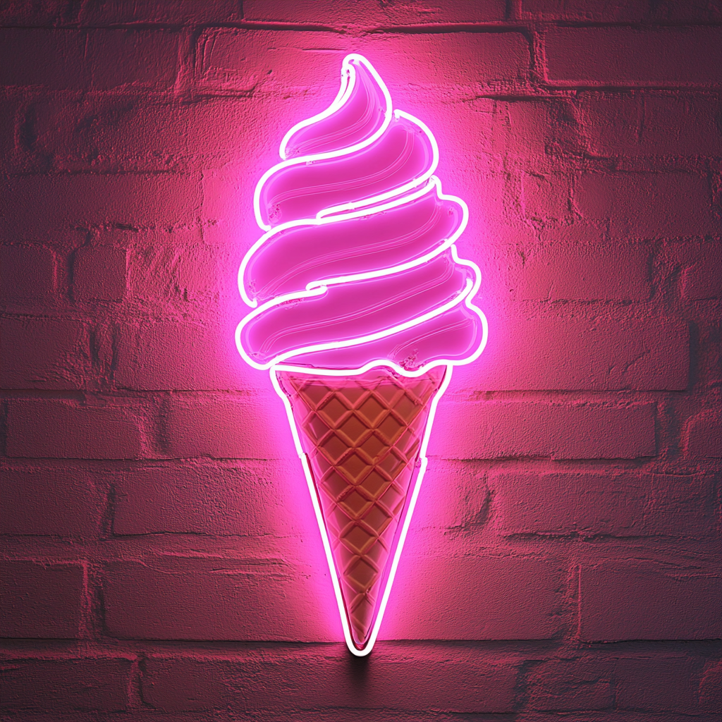 Ice Cream - Pink Neon Sign, 18 Inches