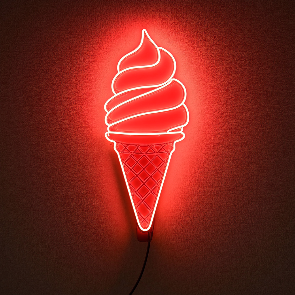 Ice Cream - Red Neon Sign, 24 Inches