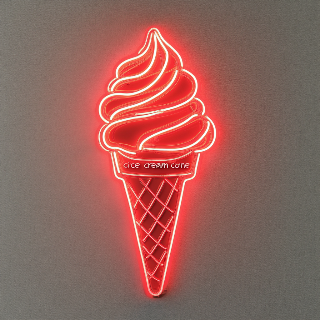 Ice Cream - Red Neon Sign, 24 Inches