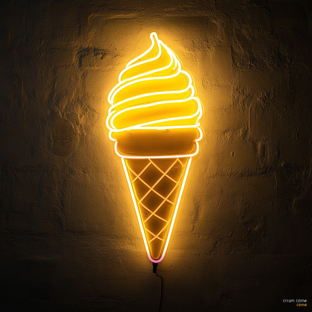 Ice Cream - Yellow Neon Sign, 18 Inches