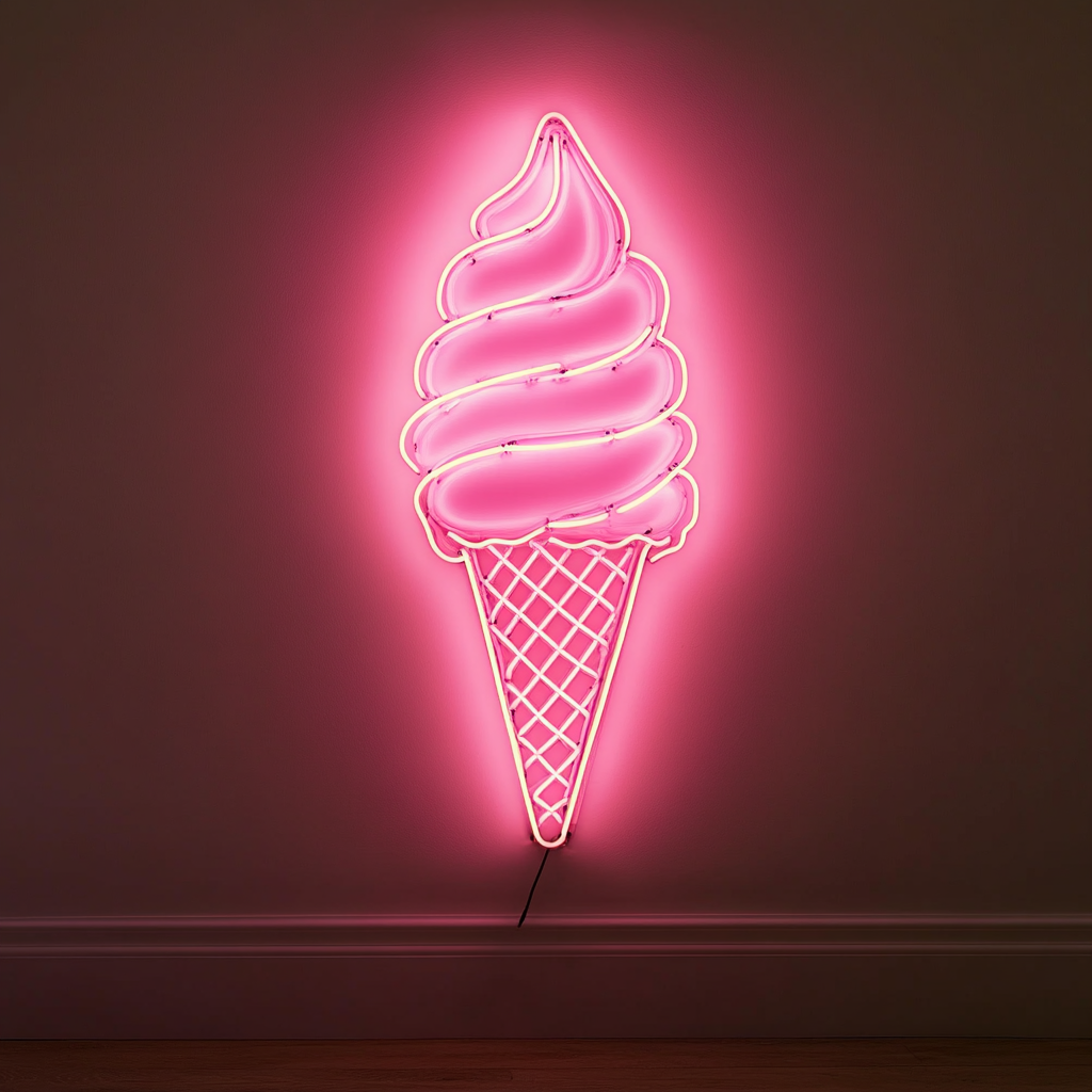 Ice Cream Cone - Pink Neon Sign, 24 Inches