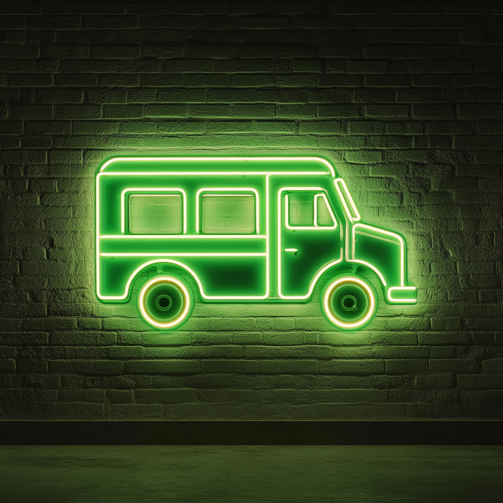 Ice Cream Truck - Green Neon Sign, 24 Inches
