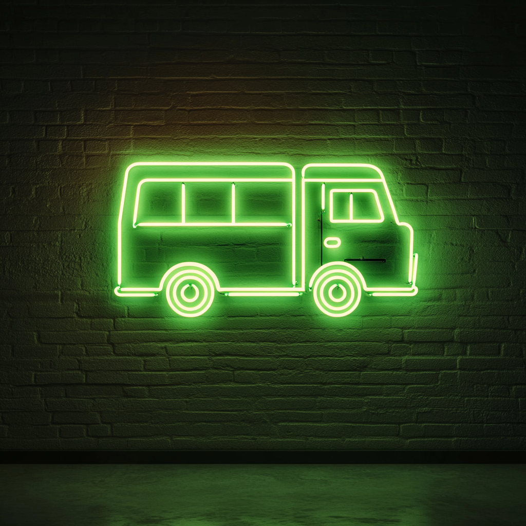 Ice Cream Truck - Green Neon Sign, 24 Inches
