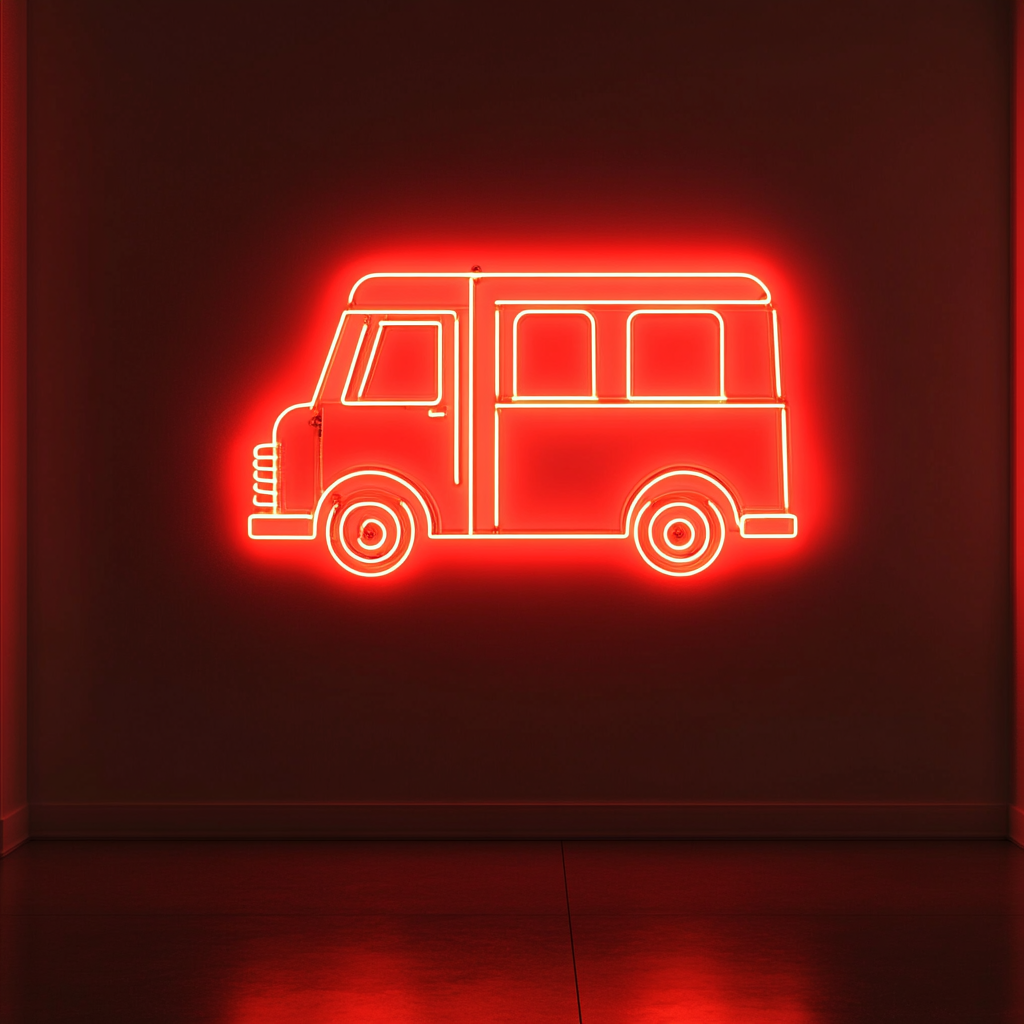 Ice Cream Truck - Red Neon Sign, 18 Inches