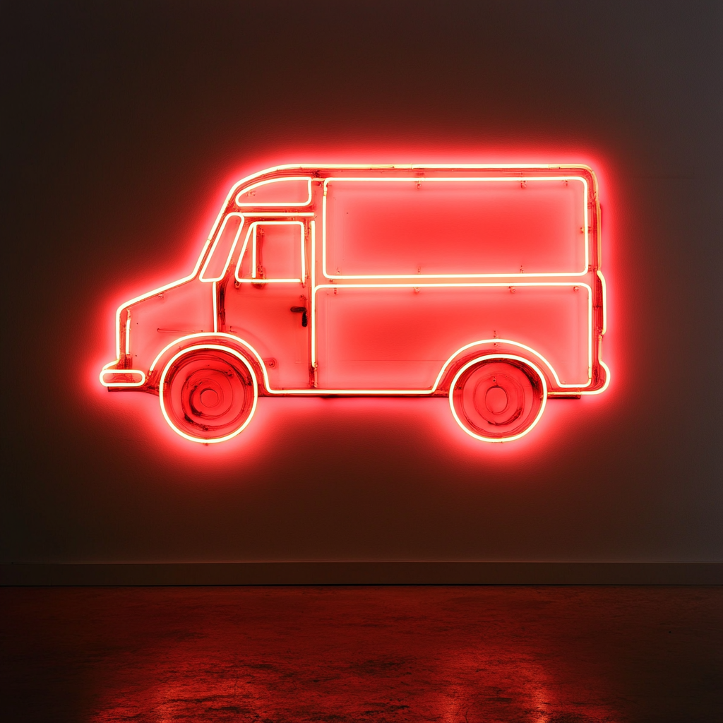 Ice Cream Truck - Red Neon Sign, 18 Inches