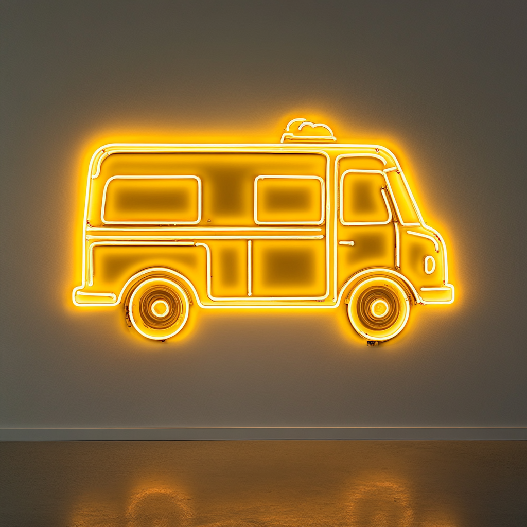 Ice Cream Truck - Yellow Neon Sign, 24 Inches