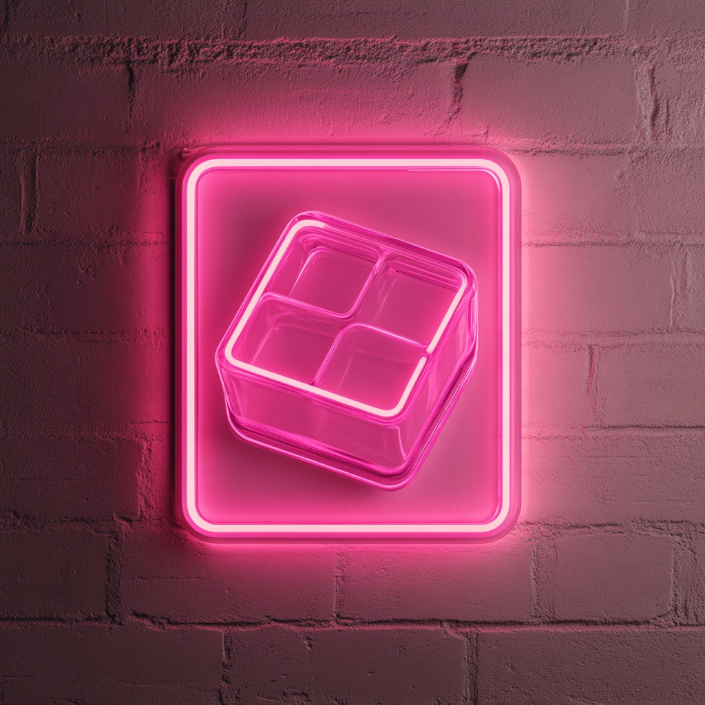 Ice Cube Tray - Pink Neon Sign, 18 Inches