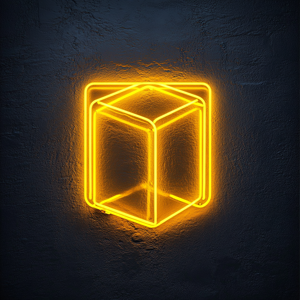 Ice Cube Tray - Yellow Neon Sign, 24 Inches