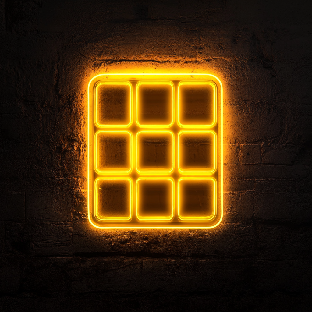 Ice Cube Tray - Yellow Neon Sign, 24 Inches