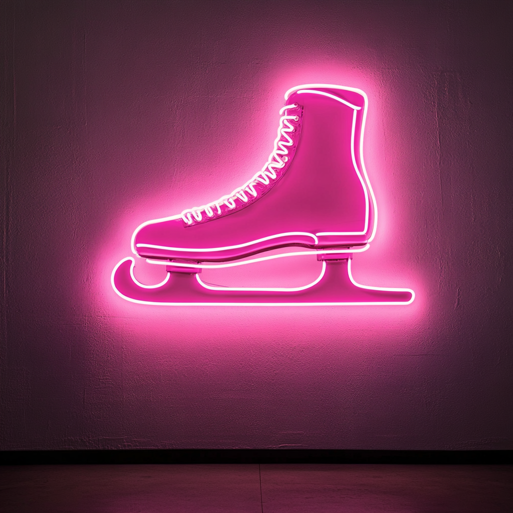 Ice Skate - Pink Neon Sign, 18 Inches