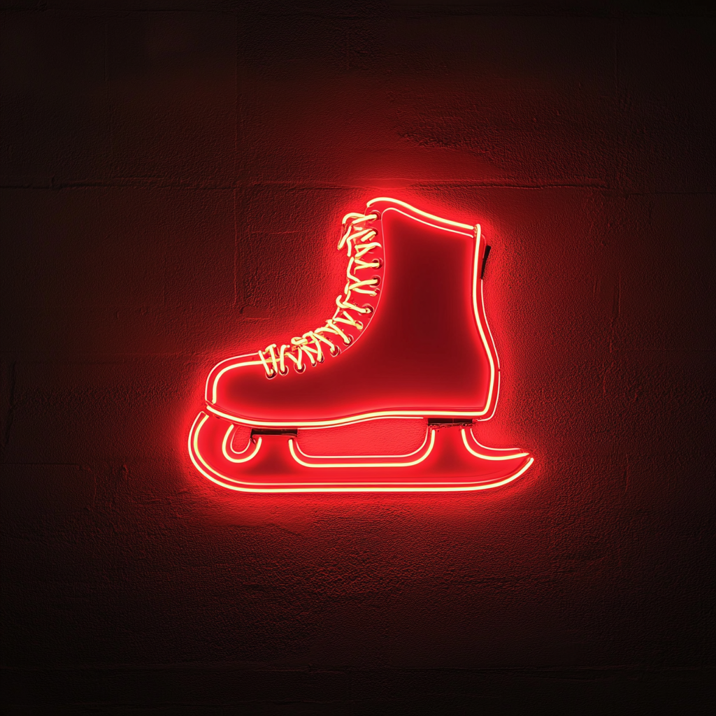 Ice Skate - Red Neon Sign, 24 Inches