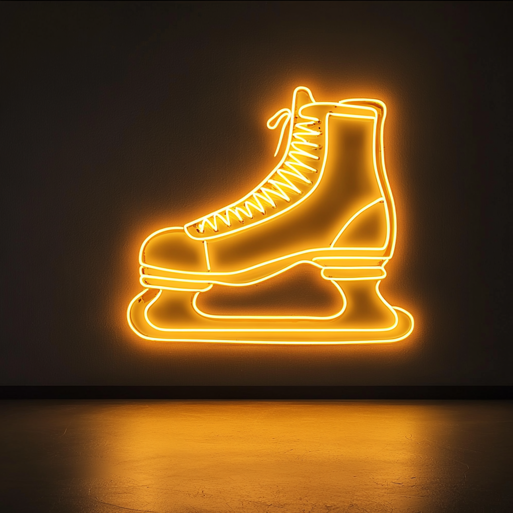 Ice Skate - Yellow Neon Sign, 24 Inches