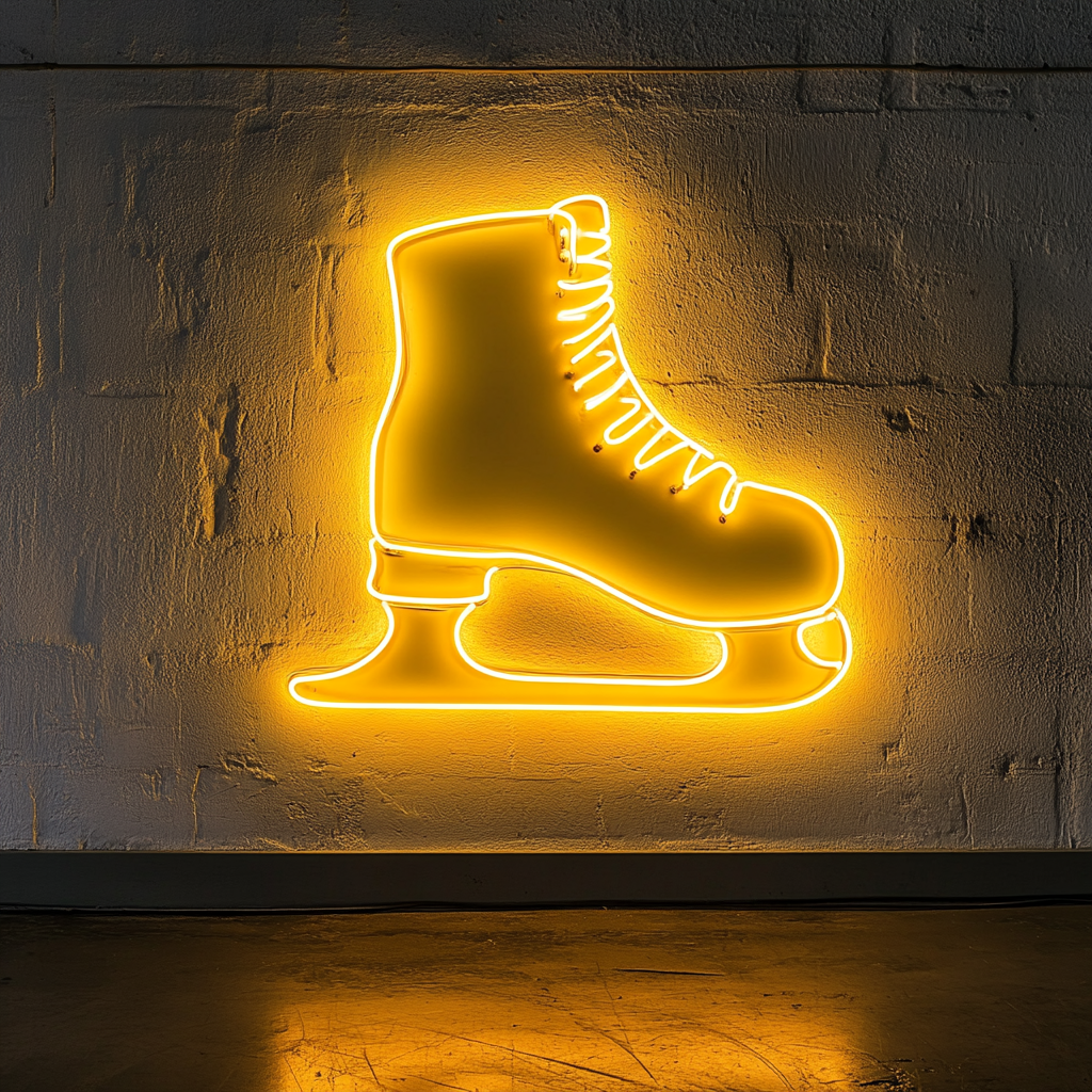 Ice Skate - Yellow Neon Sign, 24 Inches