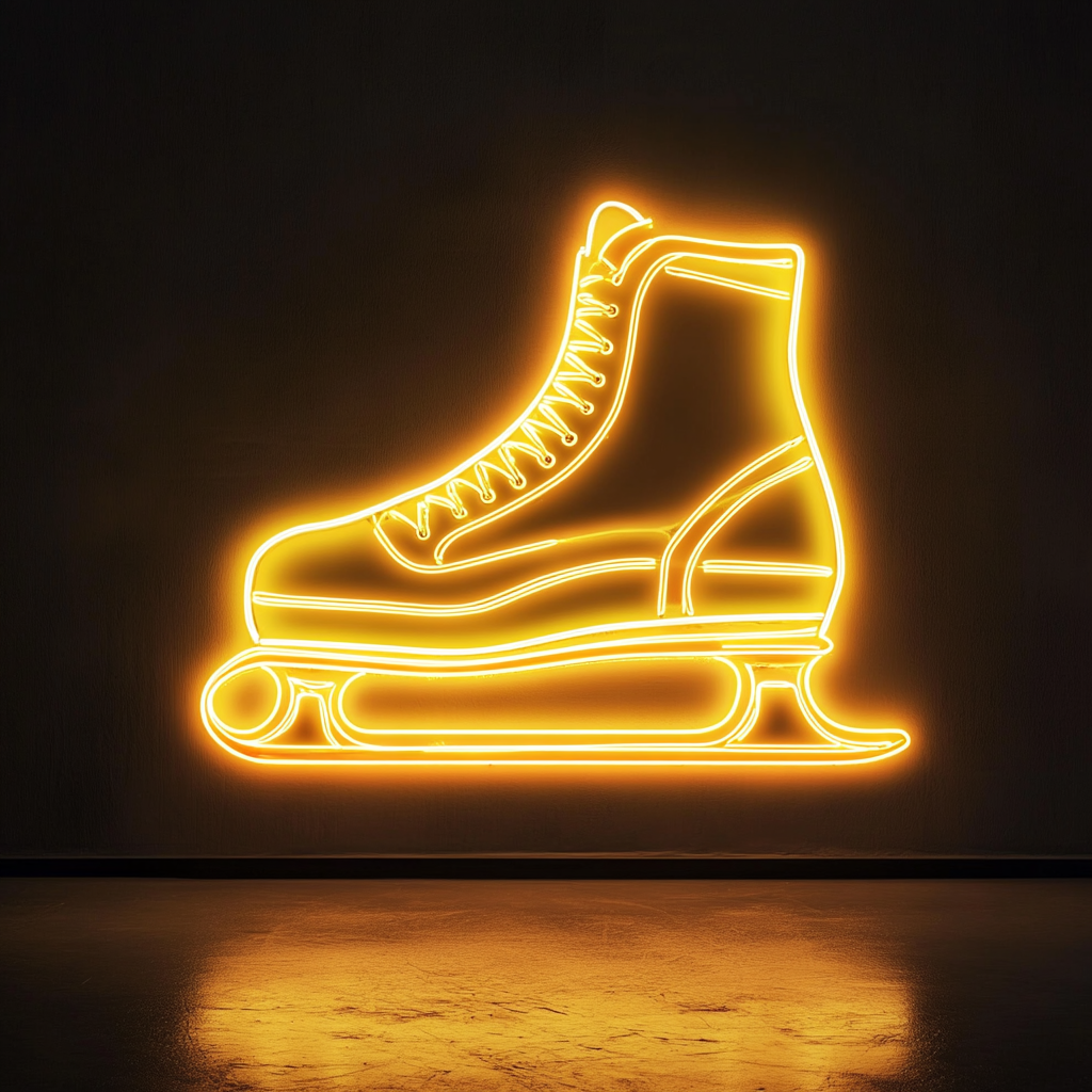Ice Skate - Yellow Neon Sign, 18 Inches
