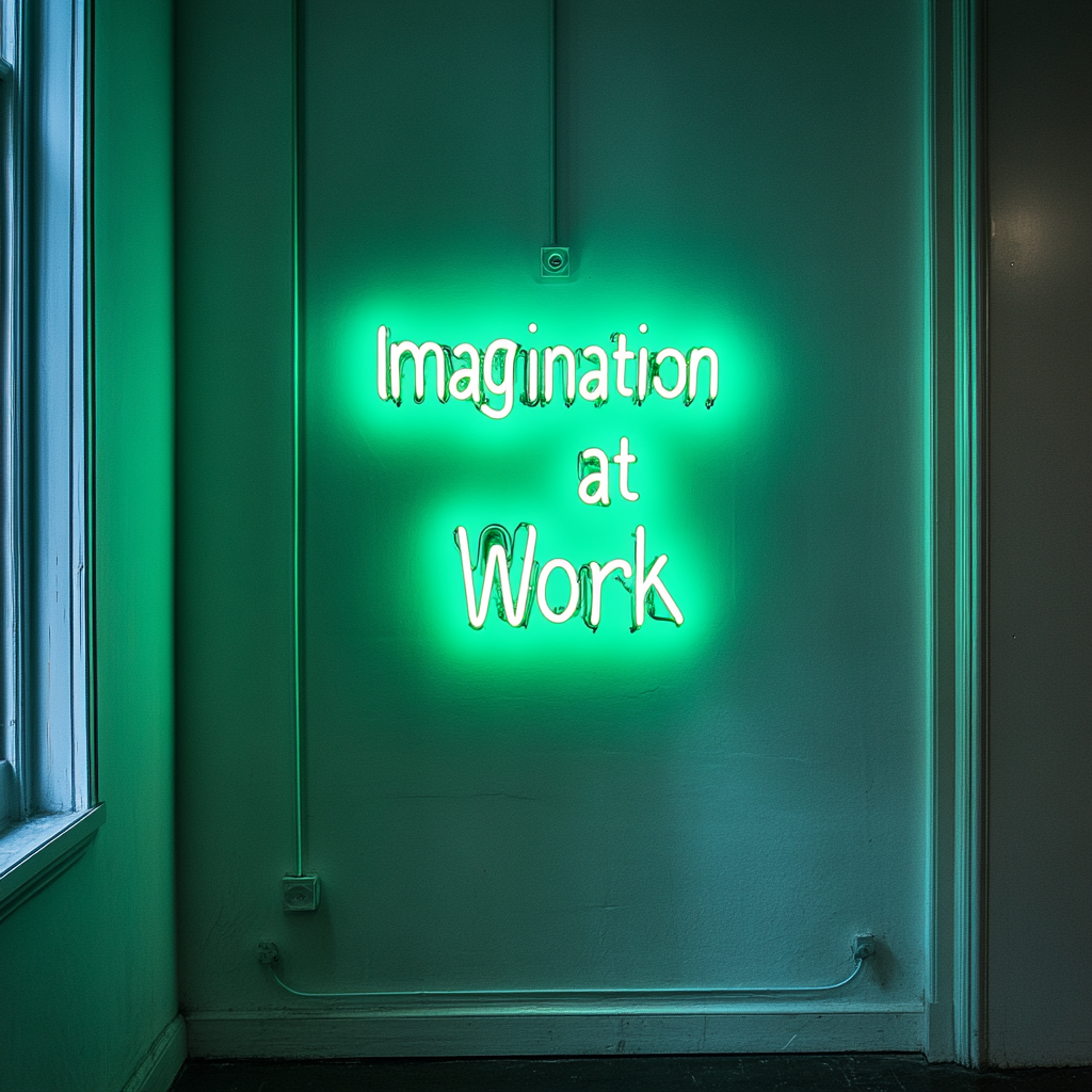 "Imagination at Work" - Green Neon Sign, 24 Inches