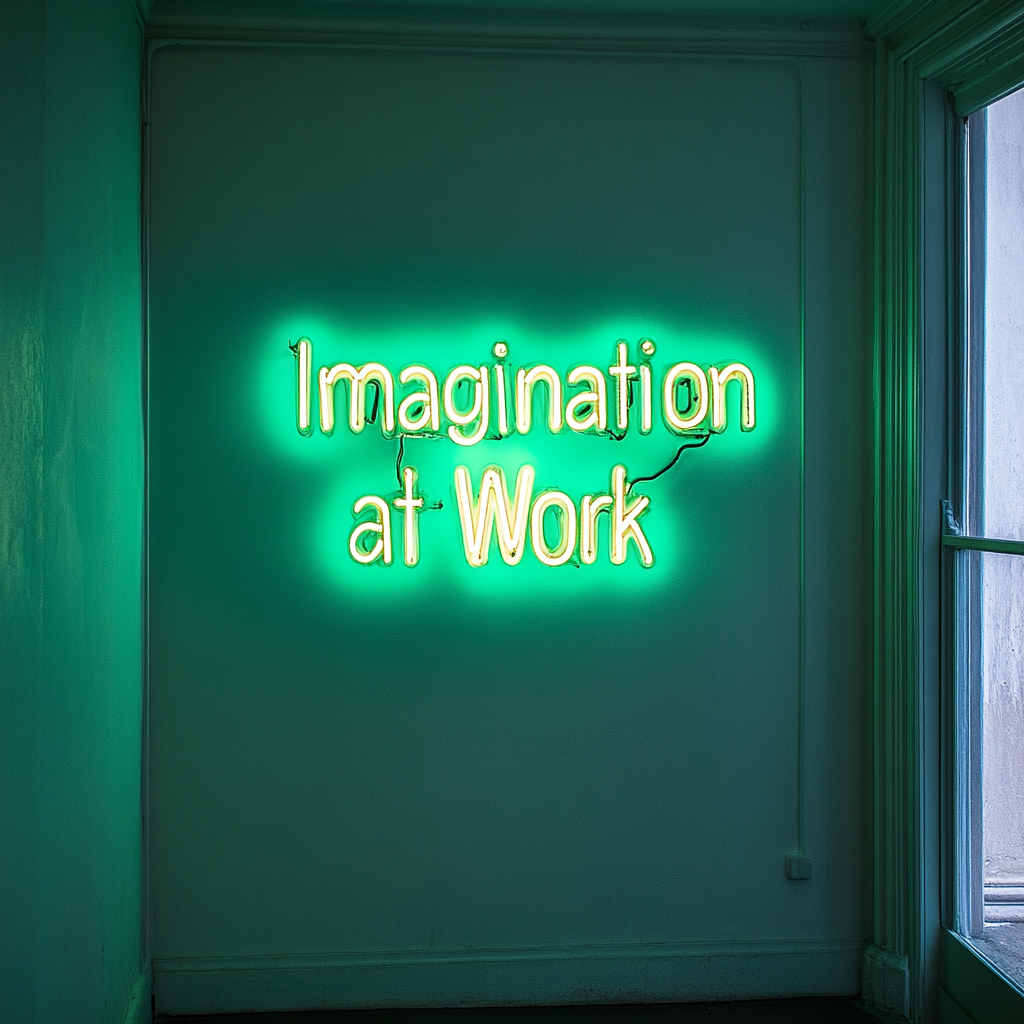 "Imagination at Work" - Green Neon Sign, 24 Inches