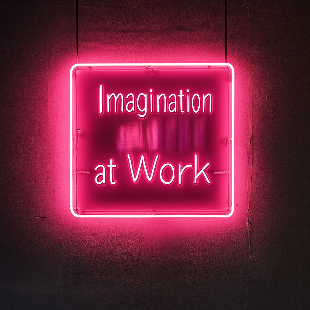 "Imagination at Work" - Pink Neon Sign, 24 Inches