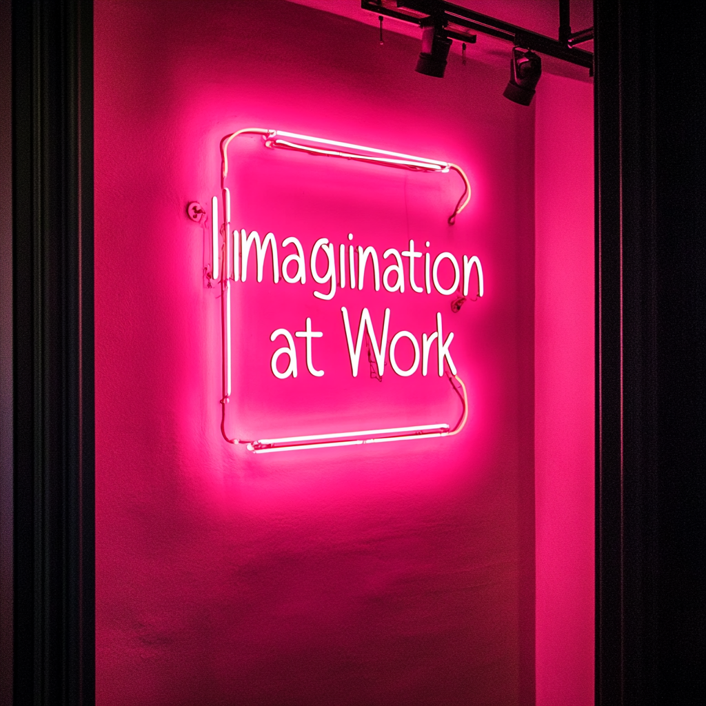 "Imagination at Work" - Pink Neon Sign, 24 Inches