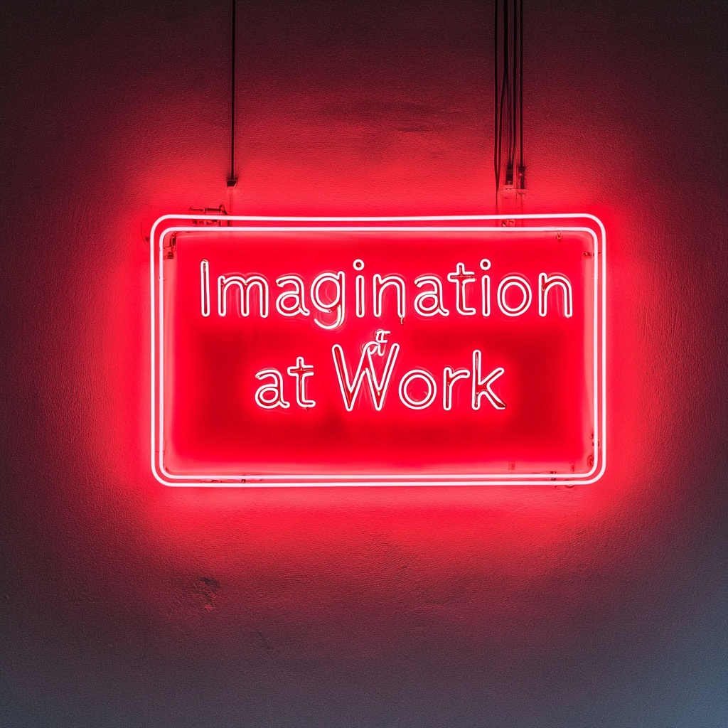 "Imagination at Work" - Red Neon Sign, 24 Inches