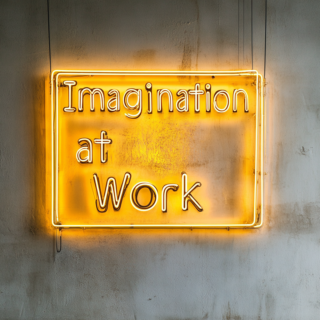 "Imagination at Work" - Yellow Neon Sign, 24 Inches