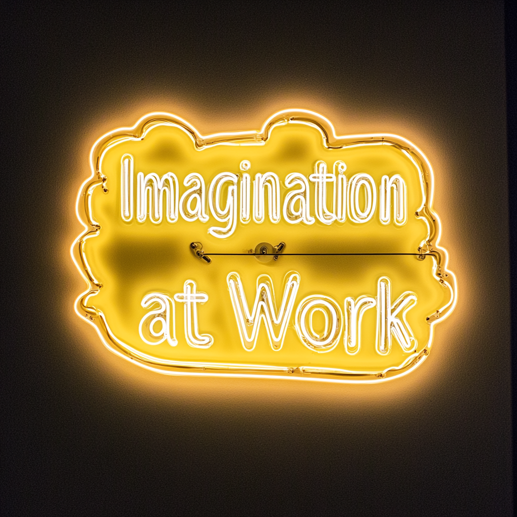"Imagination at Work" - Yellow Neon Sign, 24 Inches