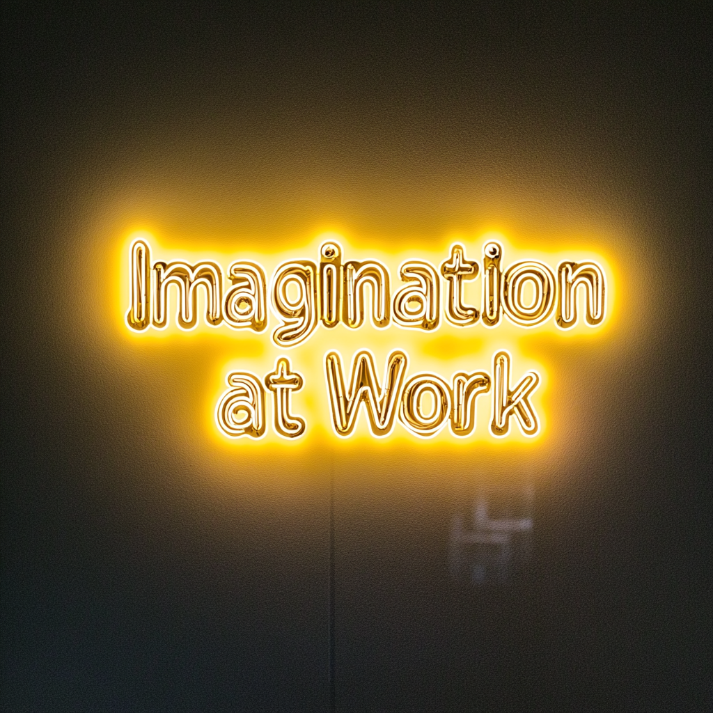 "Imagination at Work" - Yellow Neon Sign, 24 Inches