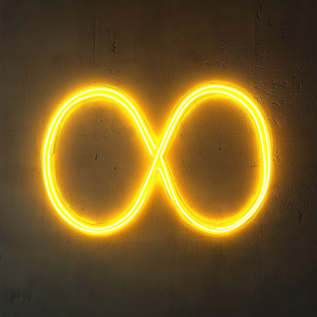Infinity Symbol - Yellow Neon Sign, 18 Inches