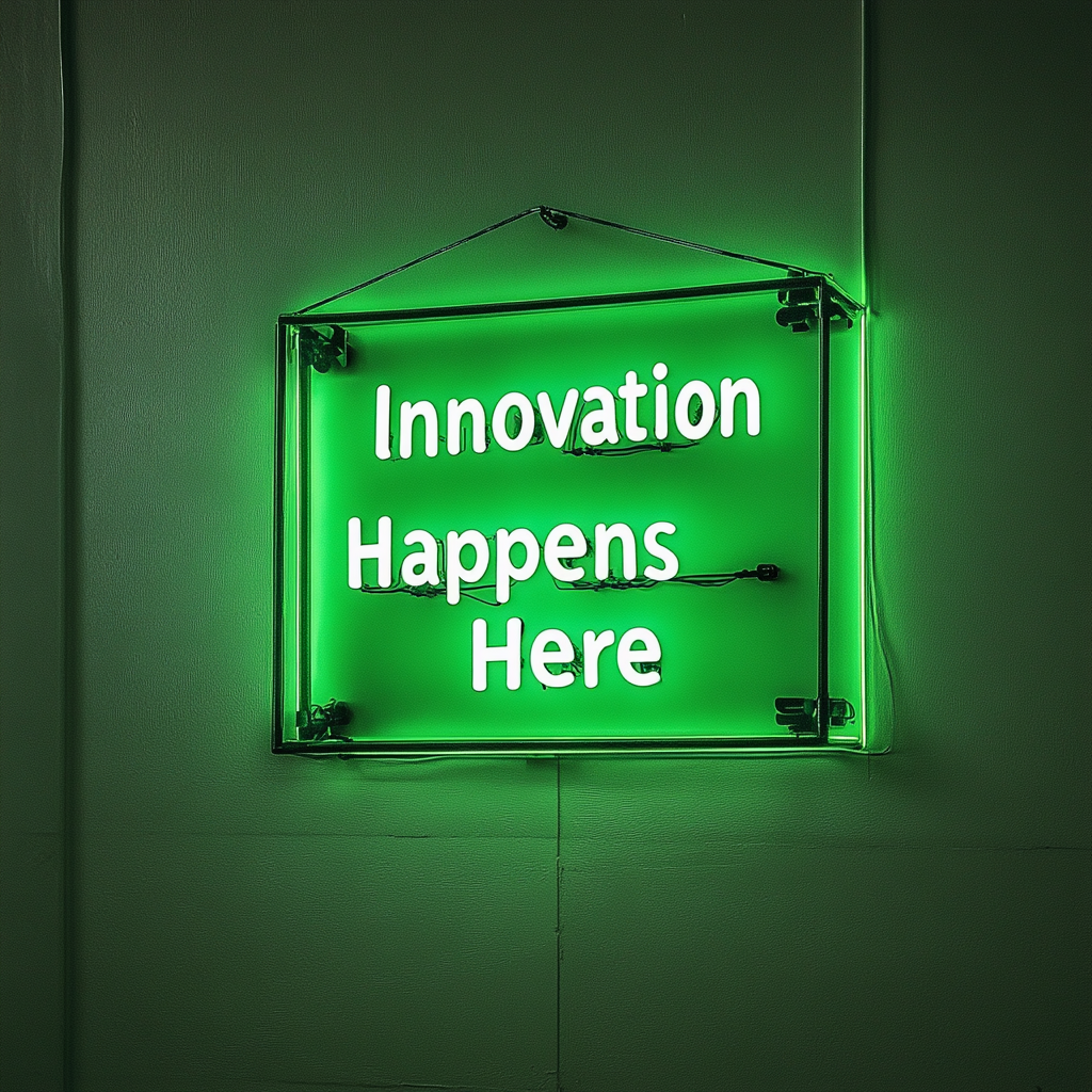 "Innovation Happens Here" - Green Neon Sign, 24 Inches