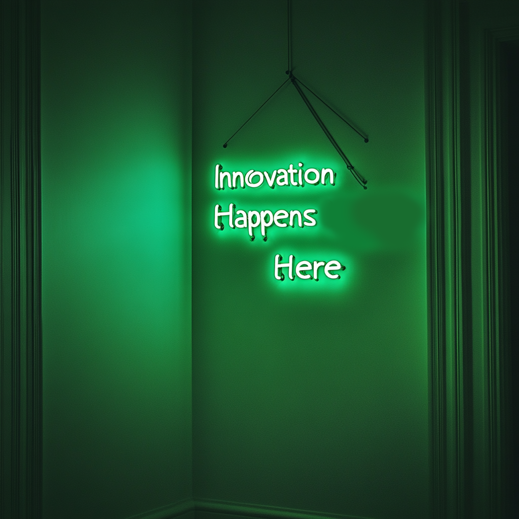 "Innovation Happens Here" - Green Neon Sign, 24 Inches