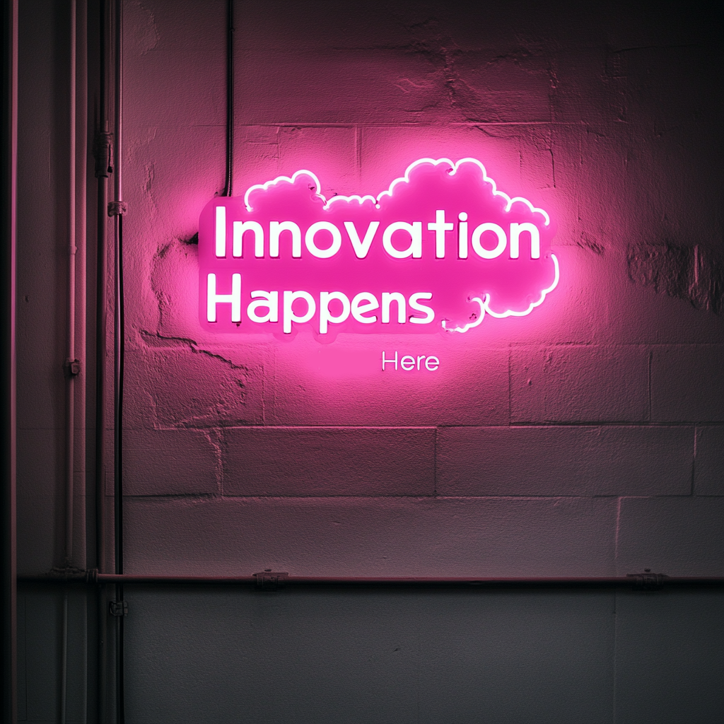 "Innovation Happens Here" - Pink Neon Sign, 24 Inches