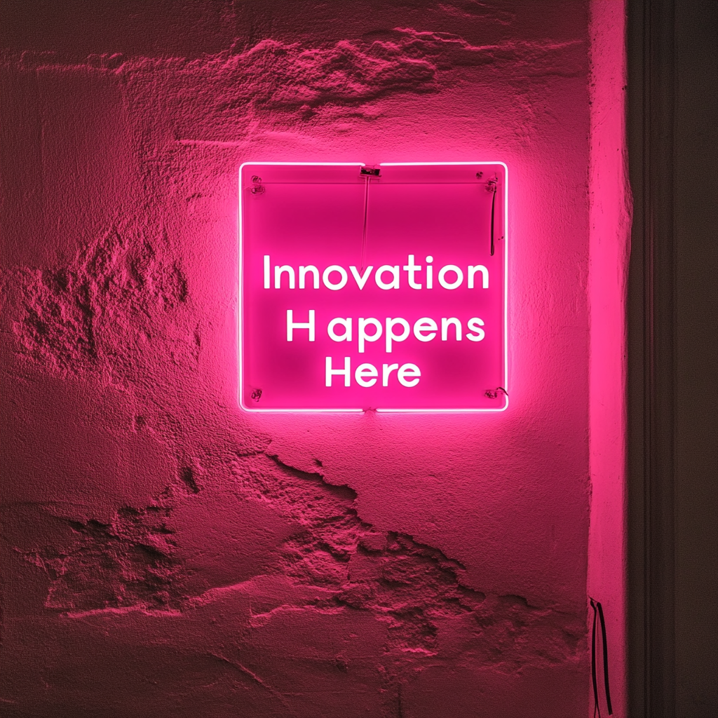 "Innovation Happens Here" - Pink Neon Sign, 24 Inches