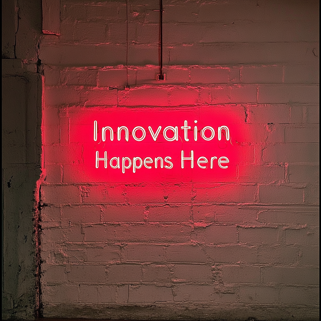 "Innovation Happens Here" - Red Neon Sign, 24 Inches