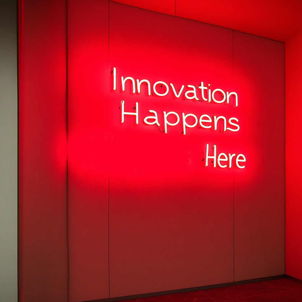 "Innovation Happens Here" - Red Neon Sign, 24 Inches