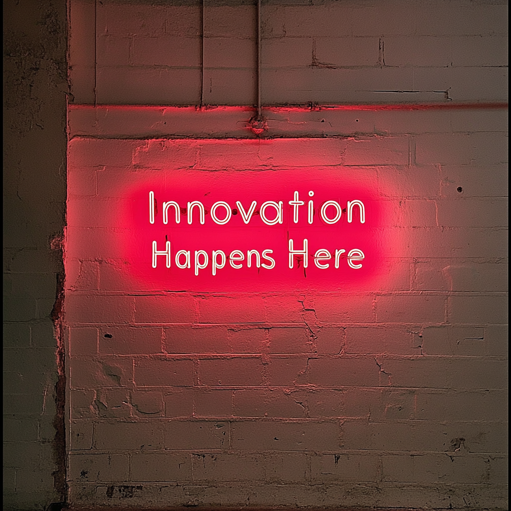 "Innovation Happens Here" - Red Neon Sign, 24 Inches
