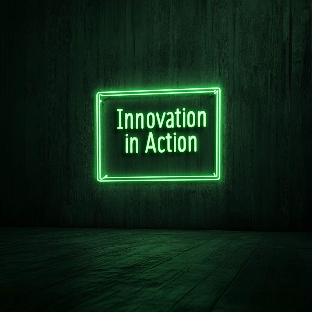 "Innovation in Action" - Green Neon Sign, 24 Inches