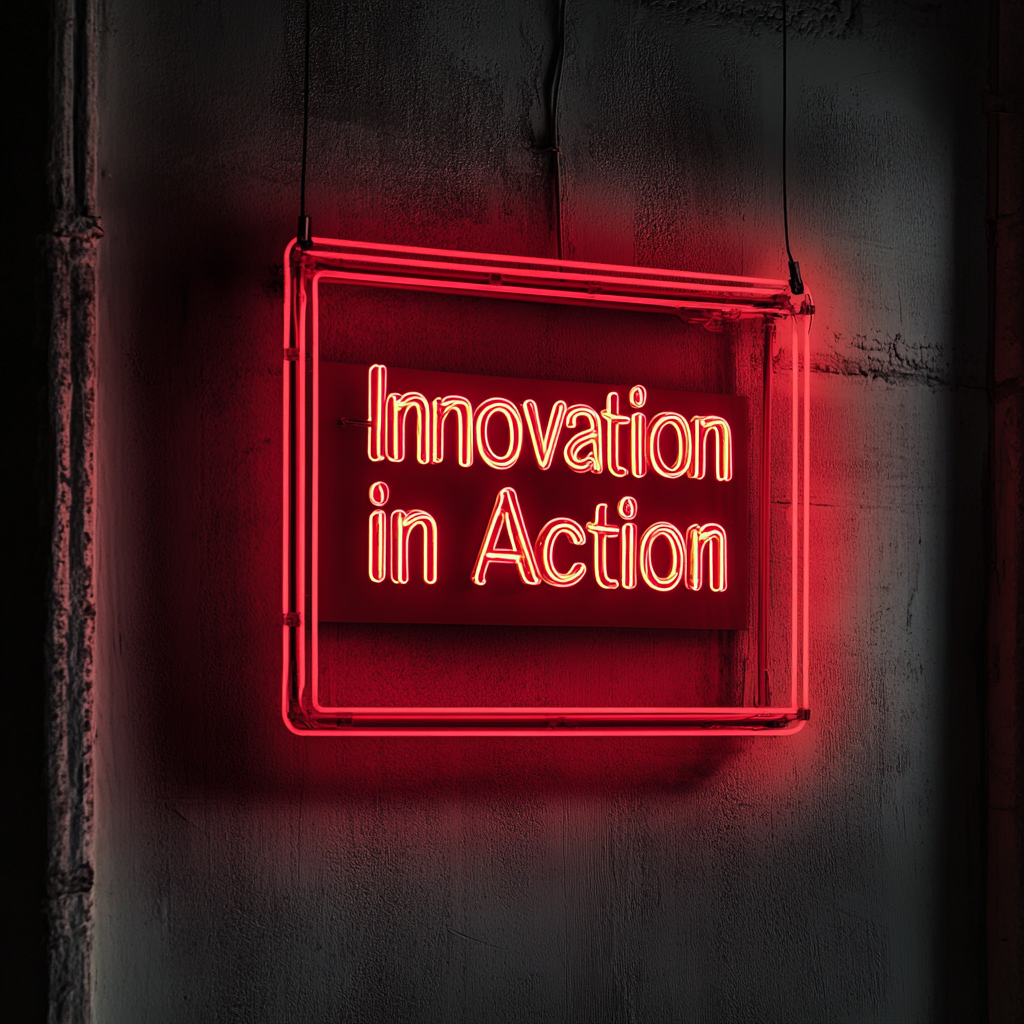 "Innovation in Action" - Red Neon Sign, 24 Inches