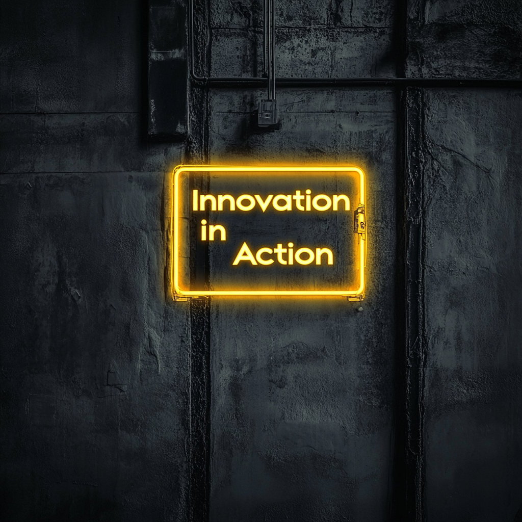"Innovation in Action" - Yellow Neon Sign, 24 Inches