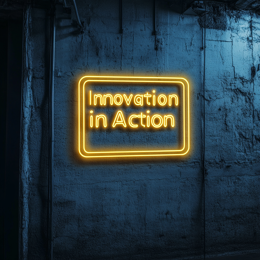 "Innovation in Action" - Yellow Neon Sign, 24 Inches