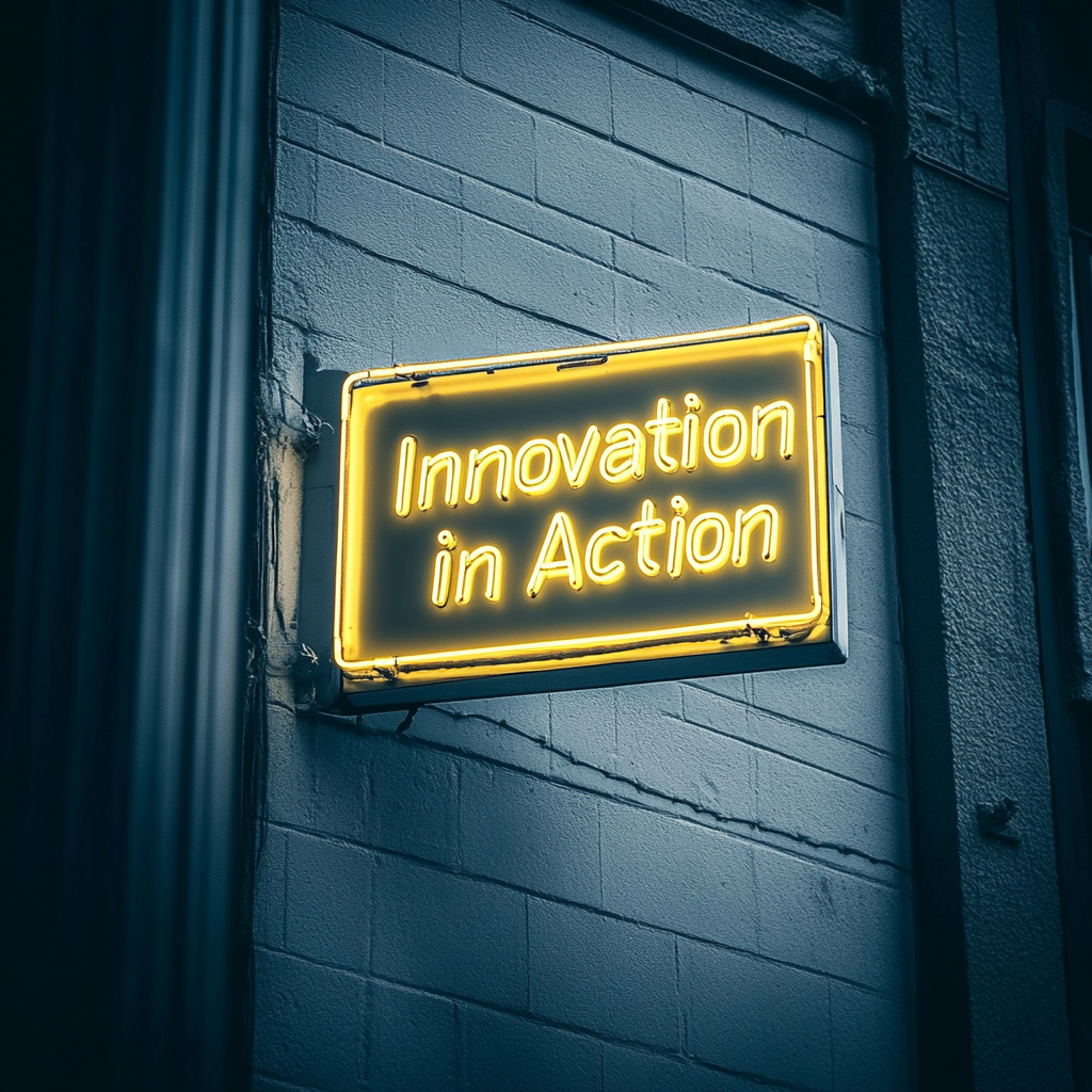 "Innovation in Action" - Yellow Neon Sign, 24 Inches