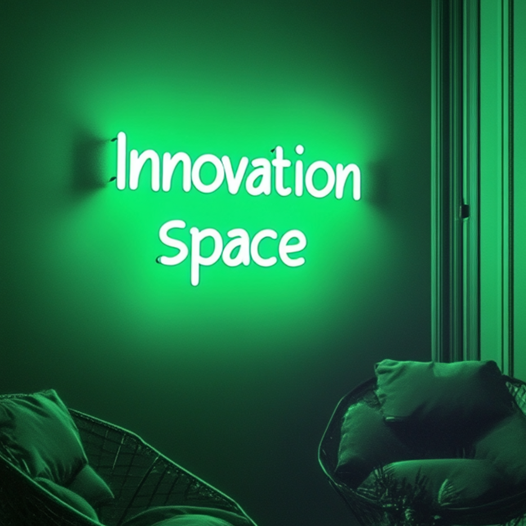 "Innovation Space" - Green Neon Sign, 24 Inches