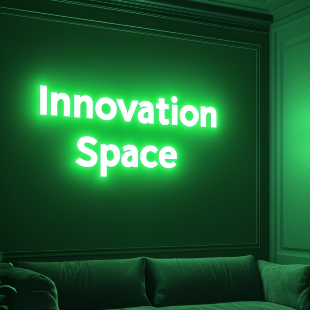 "Innovation Space" - Green Neon Sign, 24 Inches