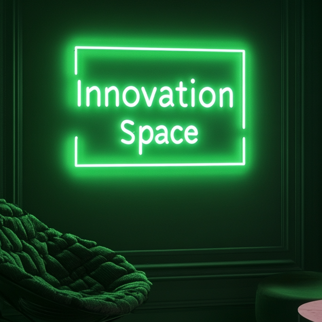 "Innovation Space" - Green Neon Sign, 24 Inches